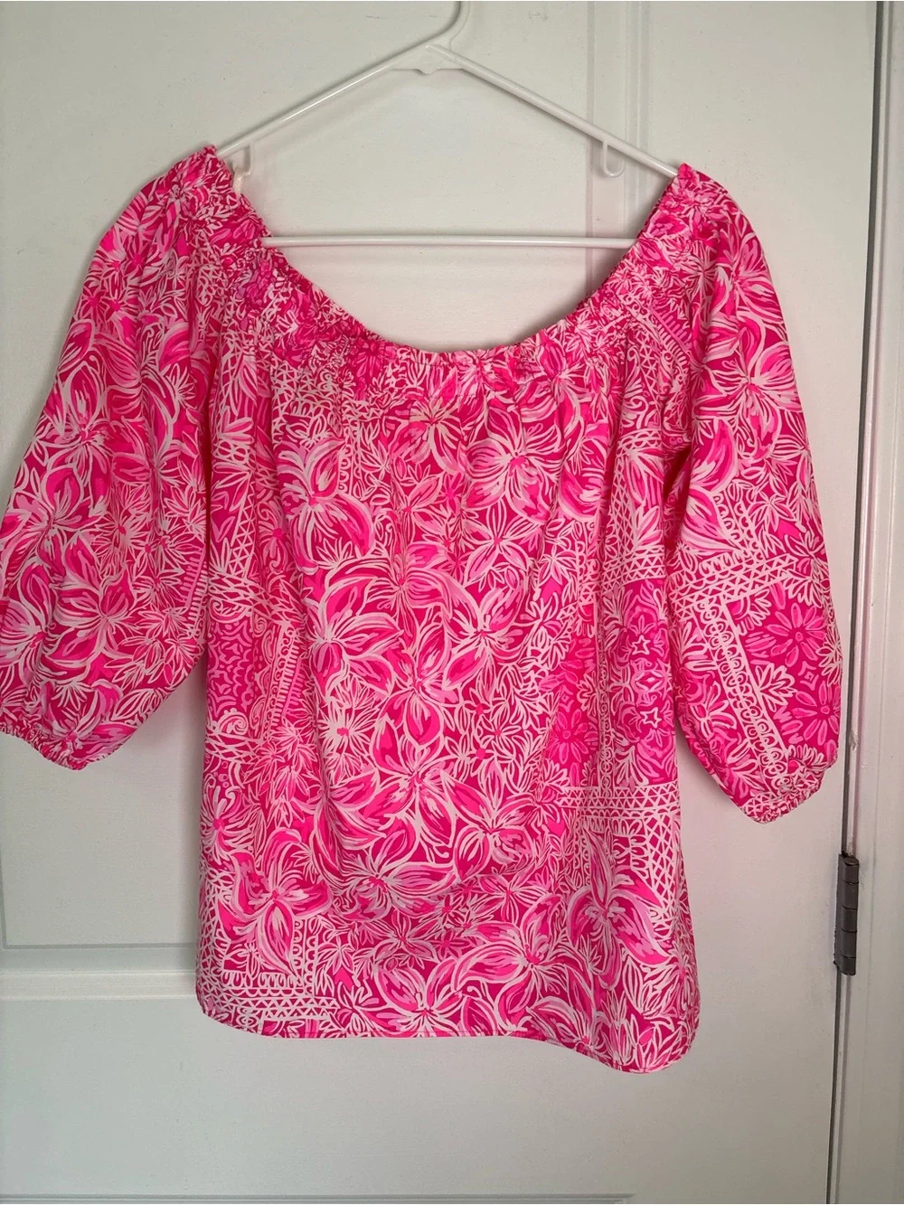 Lilly Pulitzer Women’s Winifred Top Pink Floral Print Size XL